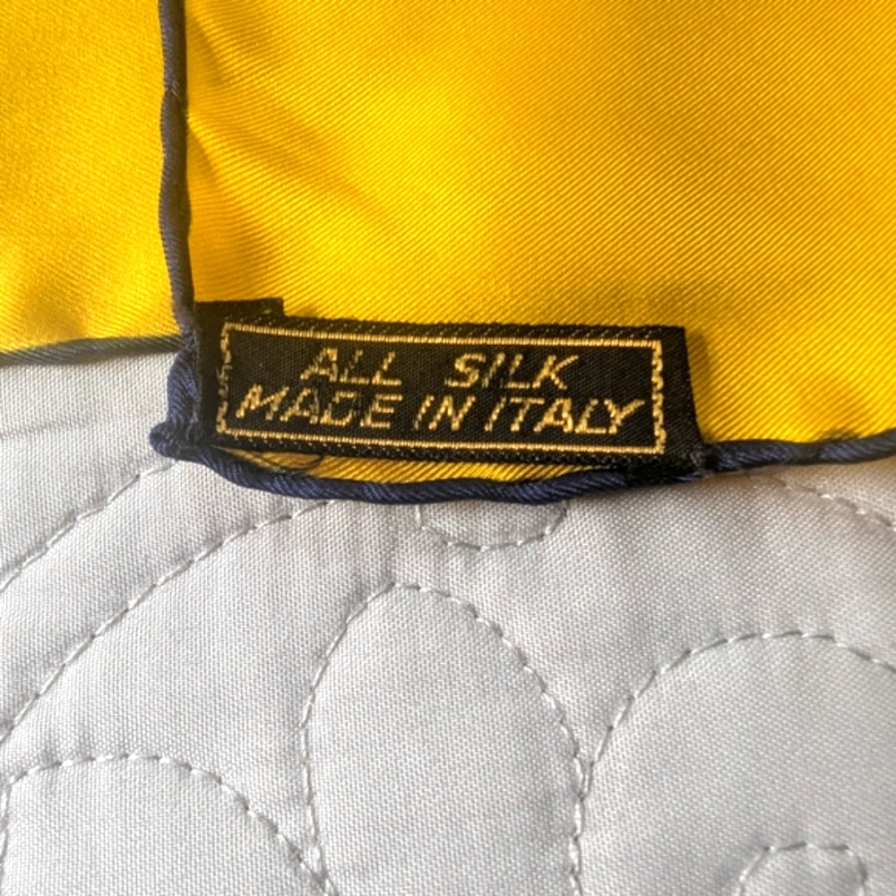 Vintage Lanvin Yellow & Navy Silk Scarf – Made in Italy - Picture 3 of 8